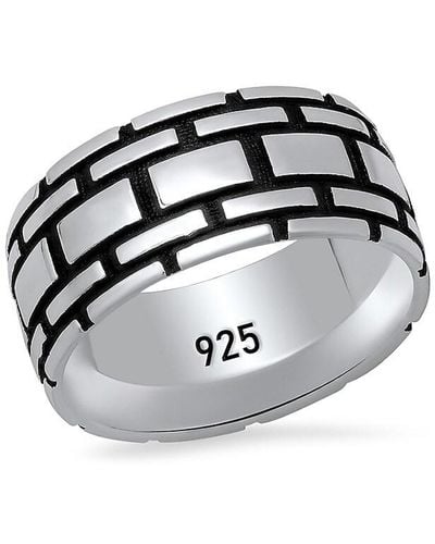 Anthony Jacobs Sterling Silver Band Ring - Black