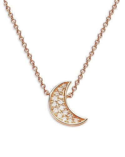 Effy ENY 14K Goldplated Sterling & 0.08 Tcw Diamond Crescent Moon Pendant Necklace - Metallic