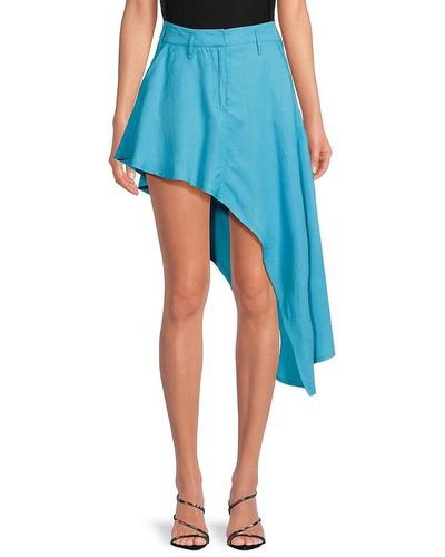 Stella McCartney Solid Asymmetric Midi Skirt - Blue