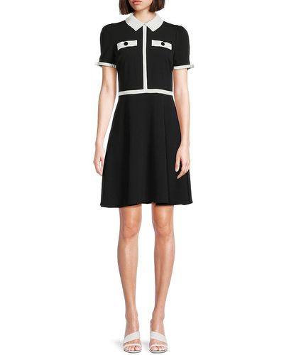 Karl Lagerfeld Colorblock Fit & Flare Mini Dress - Black