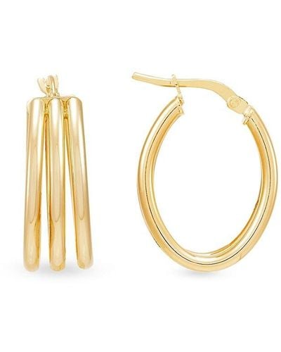 Saks Fifth Avenue 14k Yellow Gold Triple Row Hoop Earrings - Metallic