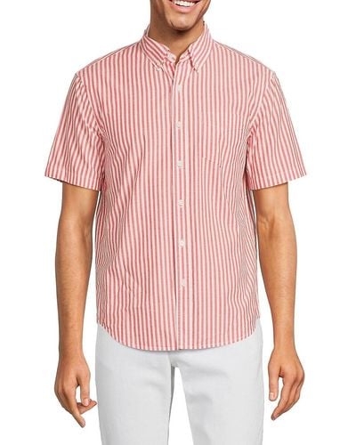 Alex Mill Short Sleeve Striped Oxford Shirt - Red