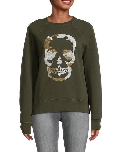 Zadig & Voltaire Camo Skull Crewneck Sweatshirt - Grey