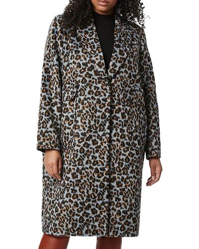 Bernardo Plus Leopard Wool Blend Trench Coat - Black