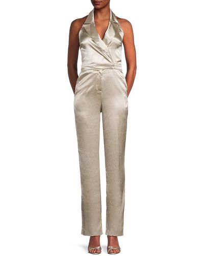 Reiss Martine Notch Lapel Jumpsuit - Natural