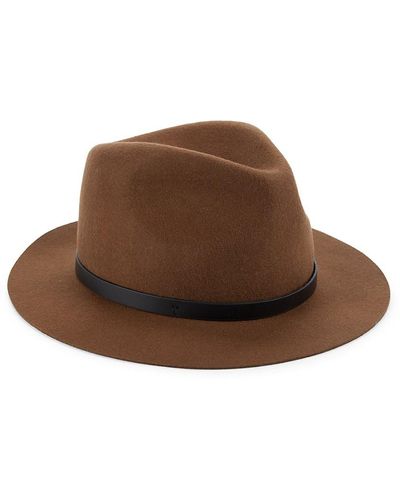 Saks Fifth Avenue Saks Fifth Avenue Wool & Leather Fedora - Brown