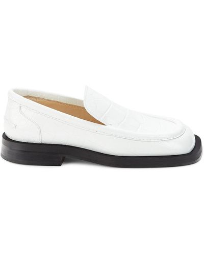 Proenza Schouler Croc Embossed Leather Loafers - White