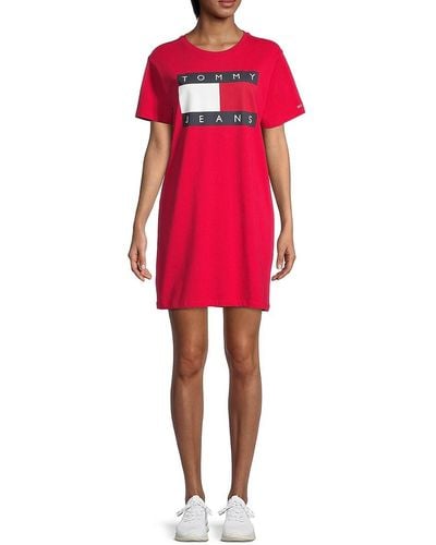 Tommy Hilfiger Logo T-shirt Dress - Red