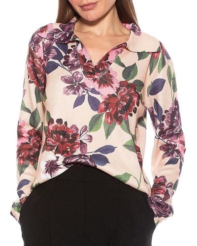 Alexia Admor Evander Floral Johnny Collar Sweater - Red
