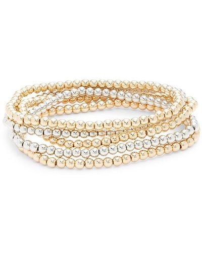 Shashi 5-piece Fortknox 14k Goldplated & Silverplated Beaded Bracelet Set - White