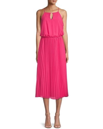 Sam Edelman Solid-hued Pleated Dress - Pink