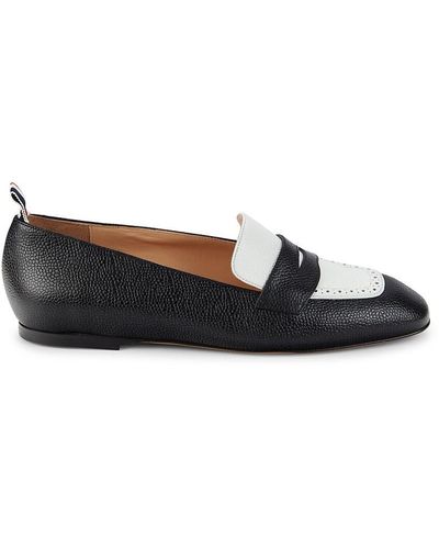 Thom Browne Colorblock Leather Loafers - Black