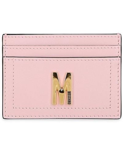Moschino Logo Leather Card Holder - Pink