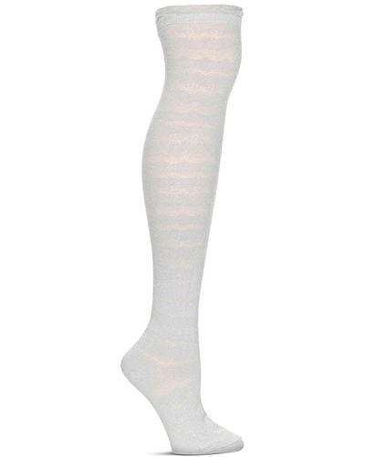 Memoi Femme Wave Thigh High Stockings - White
