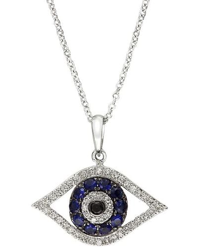 Effy Royale Bleu 14k White Gold, Diamond & Sapphire Evil Eye Necklace - Metallic