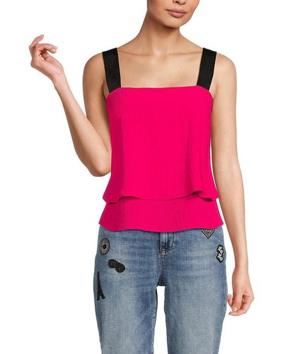 St. John Dkny Contrast Tiered Top