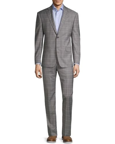 Michael Kors Reda Standard-fit Plaid Wool Suit - Gray