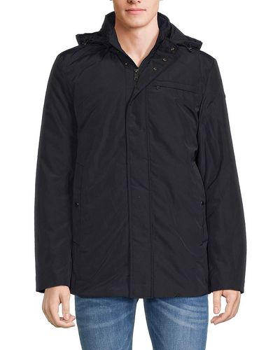 Geox Solid Hooded Jacket - Black