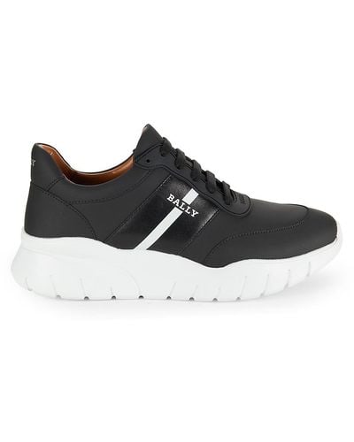 Bally Logo Low Top Leather Sneakers - Black