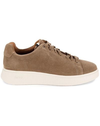 BOSS Bulton Low Top Suede Trainers - Brown