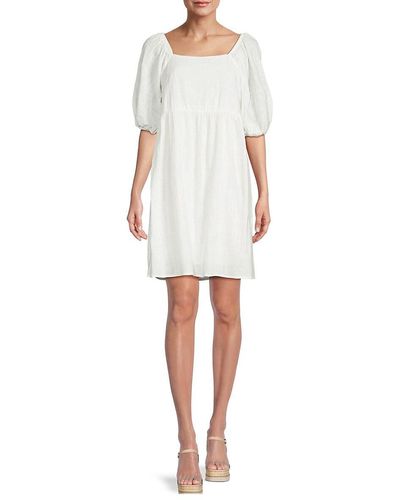 Bobeau Cotton Puff Sleeve Mini Dress - White