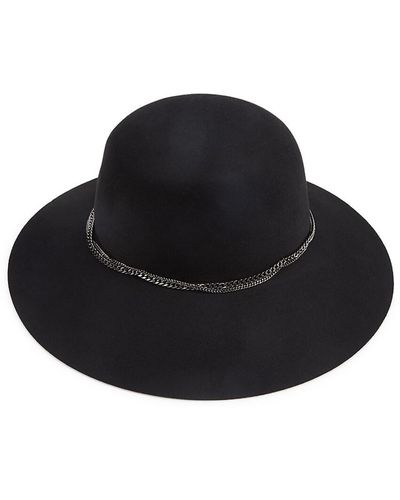 Saks Fifth Avenue Solid Wool Fedora Hat - Black