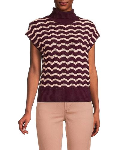 BCBGMAXAZRIA Patterned Colorblock Sweater - Red