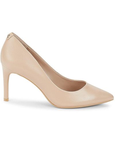 Karl Lagerfeld Glora Point Toe Leather Pumps - Natural