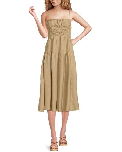 WeWoreWhat Scrunchie Linen Blend Midi Dress - Natural