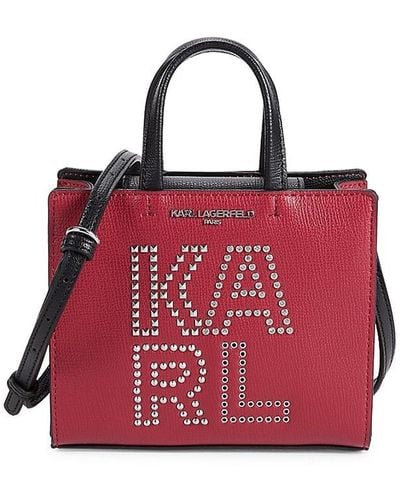 Karl Lagerfeld Mini Maybelle Logo Studded Crossbody Bag - Red