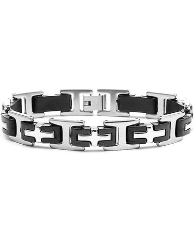 Anthony Jacobs Stainless Steel & Rubber Link Bracelet - Black