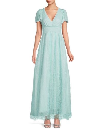 Alice + Olivia Charlsie Textured Smocked Waist Gown - Blue