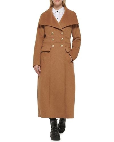 Karl Lagerfeld Double Breasted Military Coat - Brown