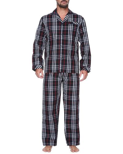 Majestic Residence 2-piece Relaxed Fit Plaid Pajama Set - Blue