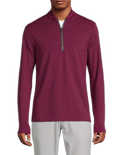 Greyson Siasconset Solid Quarter Zip Pullover - Red