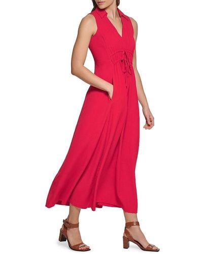 Calvin Klein Gauze Maxi A Line Dress - Red