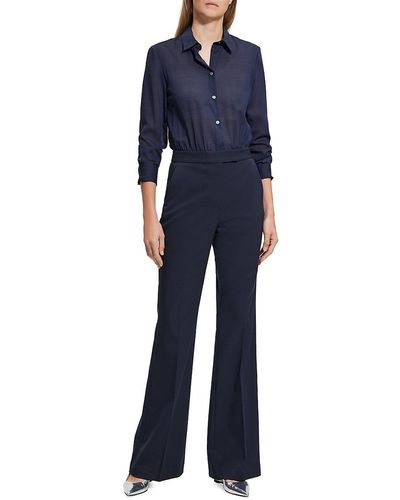 Theory Tailored Mixed Media Jumpsuit - Blue