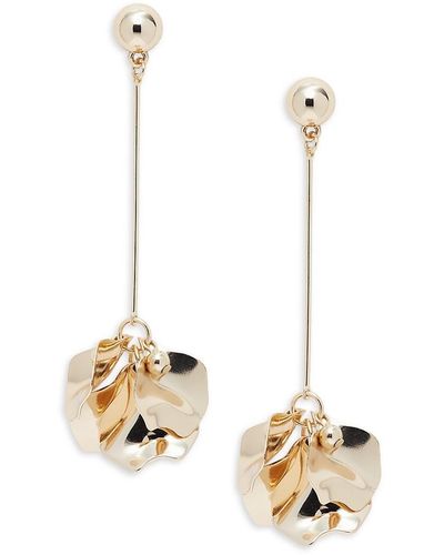 Shashi 14k Goldplated Flower Drop Earrings - White