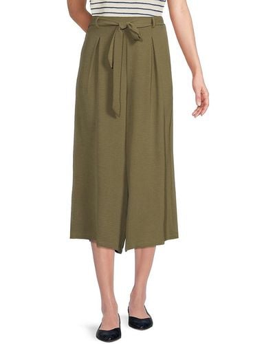 Bobeau Belted Cropped Trousers - Green