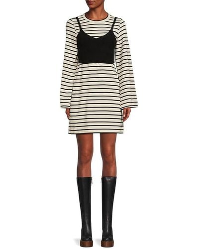 Tanya Taylor Davie Stripe Shirt Dress - Black