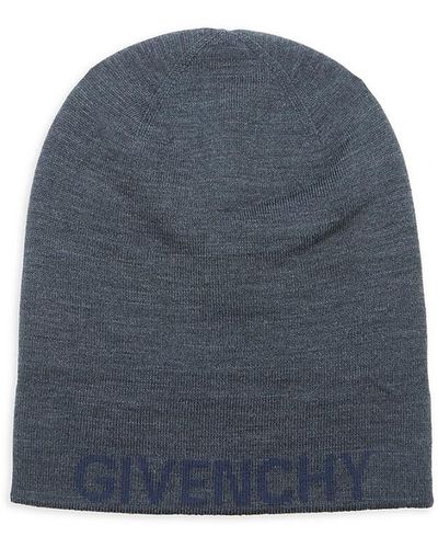 Givenchy Reversible Wool Logo Beanie - Blue