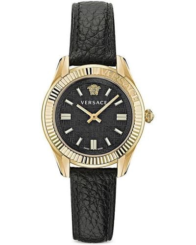 Versace Greca Time 35mm Goldtone Stainless Steel & Leather Watch - Metallic