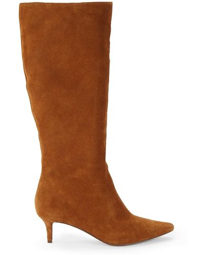 Saks Fifth Avenue Saks Fifth Avenue Cici Point-toe Leather & Suede Knee-high Boots - Multicolor