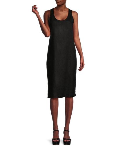 Saks Fifth Avenue 100% Linen Midi Tank Dress - Black