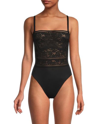 Wolford Lace Cut-Out Shaping Bodysuit - Black