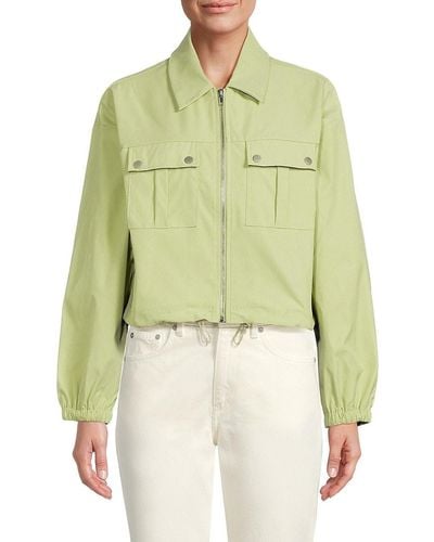 emmie rose Zip Front Cropped Jacket - Green