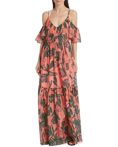 Tanya Taylor Beverly Floral Silk Blend Maxi Dress - Red