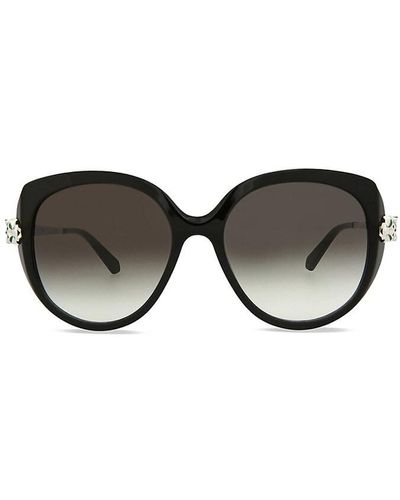 Cartier 55Mm Oval Sunglasses - Black