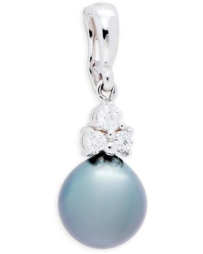 Tara Pearls 18k , 11-12mm Cultured Tahitian Pearl & Diamond Pendant - Blue