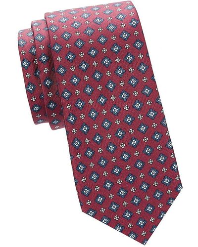 Saks Fifth Avenue Medallion Silk Tie - Red
